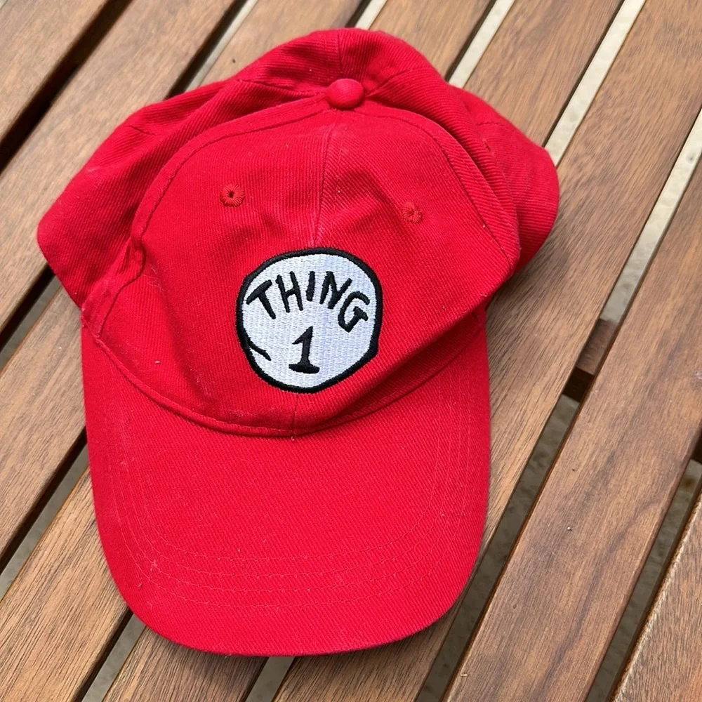 Universal Studios Thing 1 hat, large sleeveless T-shirt & Tervis cup with lid